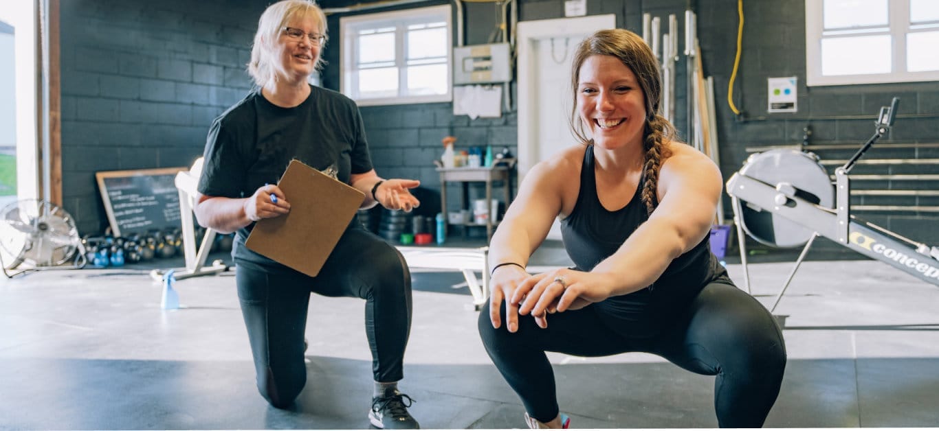 Smiling woman on training