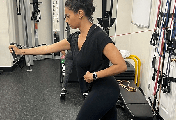 woman taking a personal training class